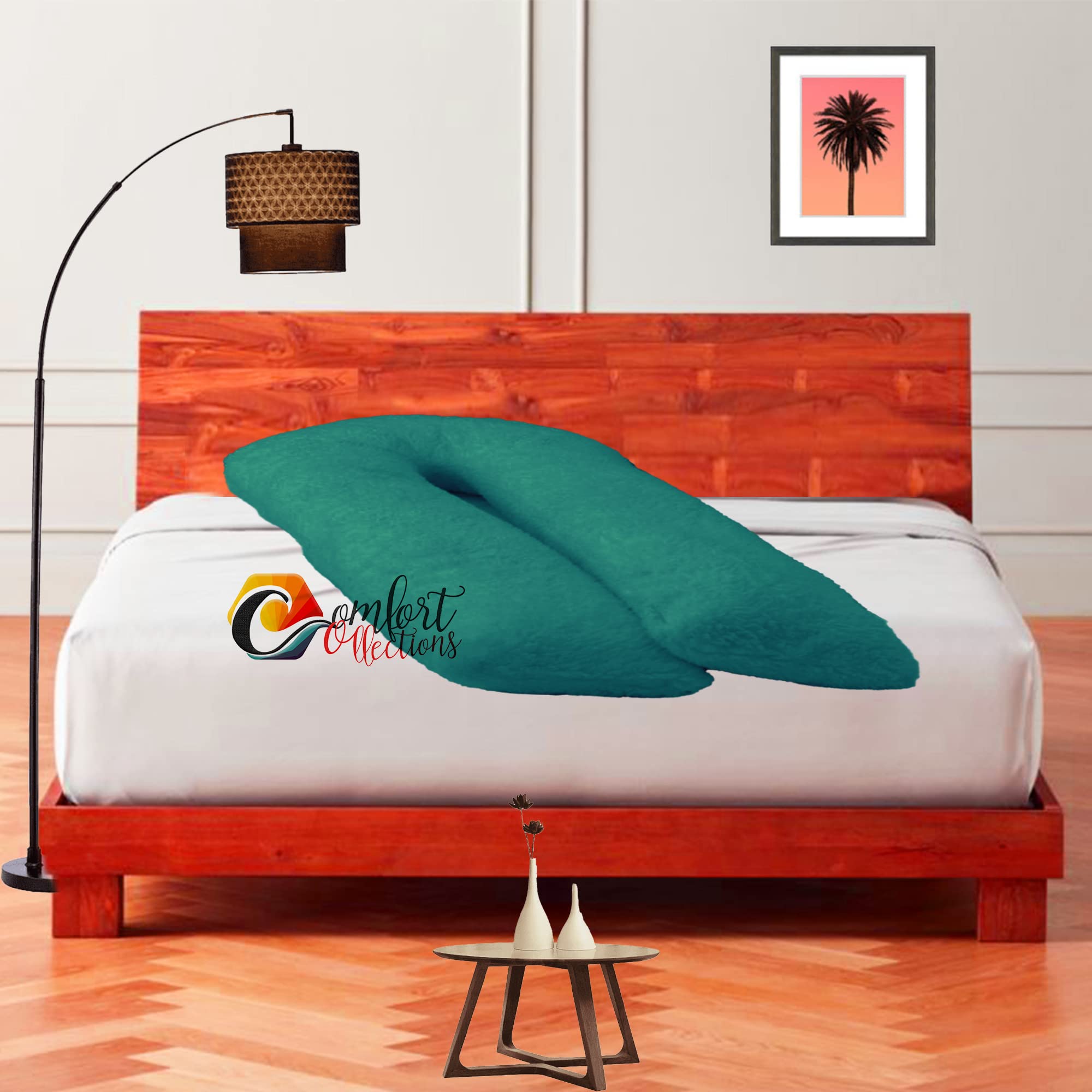 Teddy Fleece Full Body 9FT U Shaped Orthopaedic Pillowcase Cover With Zip Maternity Nursing Pregnancy Super Soft Snug Cuddles 9 Feet Pillowcase U Cover Teal 75cm x 135cm Approximate