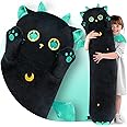 Long Cat Plush 5 Sizes, 120% Extra Filling Giant Plushness Body Pillow, Kawaii Cute Black Cat Stuffed Animals Soft Stuffed, Extra-Long Pillow Cat Plushies Gift for Girls Kids 20"