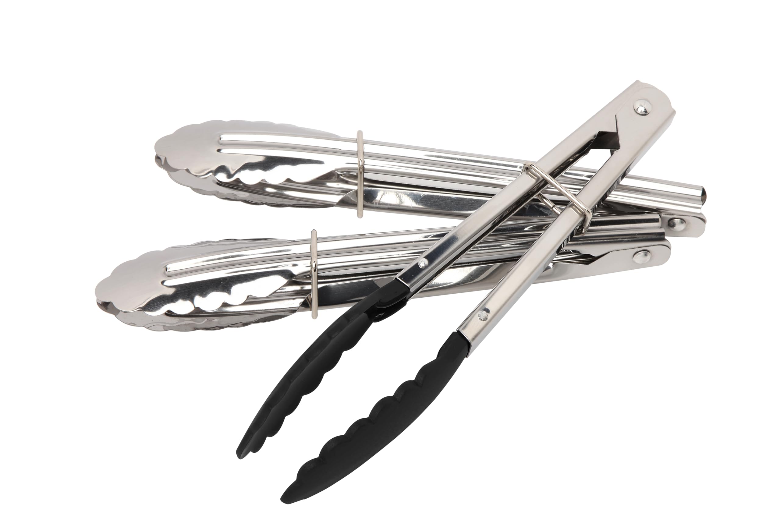 Wiltshire Classic Mini Kitchen Tongs 13cm, Set of 3, Cooking & Serving, Salad, Heat Resistant Utensil, Non-Stick, Non-Scratch, 1 x Non-Scratch Head, 2 x Stainless Steel, 13x11x3cm, Silver & Black