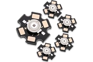 LEDGUHON 5Pcs 940nm 3W IR High Power LED Chip Infrared Emitting Illuminator with Aluminum Plate 20mm Star PCB Base Heat Sink for Infrared Transmitter (IR 940-945nm,DC 1.4-1.8V,1500mA,42mil chip)