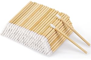 TECBEAUTY 200pcs Disposable Bamboo Handle Lip Brushes Lipstick Lip Gloss Wands Applicator Makeup Tool