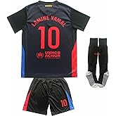 CEKFAX 2024/2025 Barca Away #10 Lamine Yamal Football Soccer Kids Jersey Shorts Socks Set Youth Sizes
