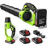 VASG Leaf Blower Cordless, 3 x 21V Batteries & Fast Charger Set, Variable Speed Mode, Lightweight Handheld Electric Leaf Blower for Lawn Care, Yard, Garden, Patio & Outdoor Cleanup