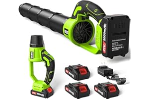 VASG Leaf Blower Cordless, 3 x 21V Batteries & Fast Charger Set, Variable Speed Mode, Lightweight Handheld Electric Leaf Blower for Lawn Care, Yard, Garden, Patio & Outdoor Cleanup