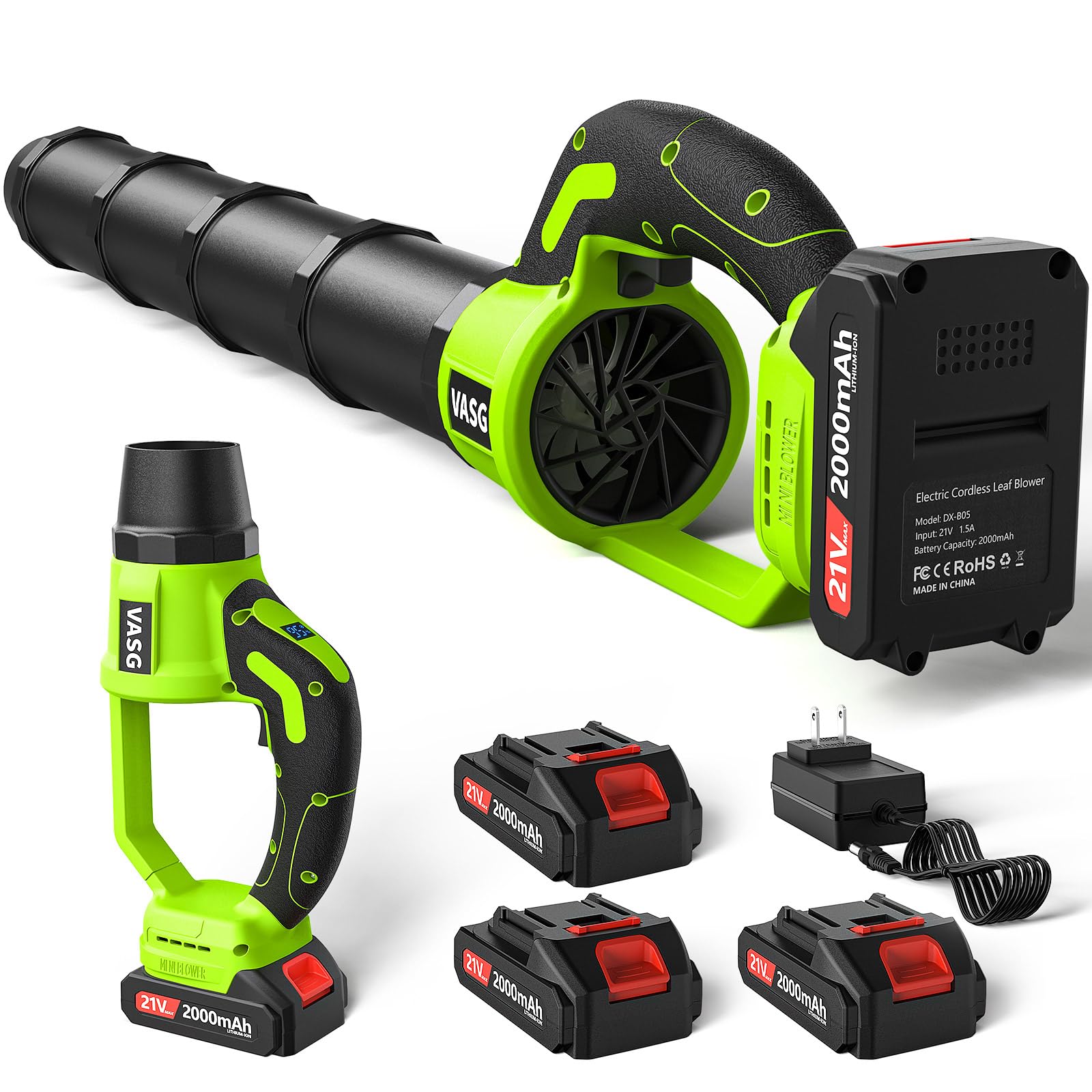 thumbnail image 2 of Leaf Blower Cordless,Hand Held Blower With 21V*2 Pcs Batteries,300000RPM Turbo Jet Blower,Portable Leaf Blower For Patio Cleaning,Lawn Care, Leaves And Dust 2 of 14