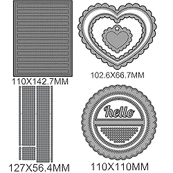 4 Sets Rectangular Dots Cover Scallop Hearts Circle
