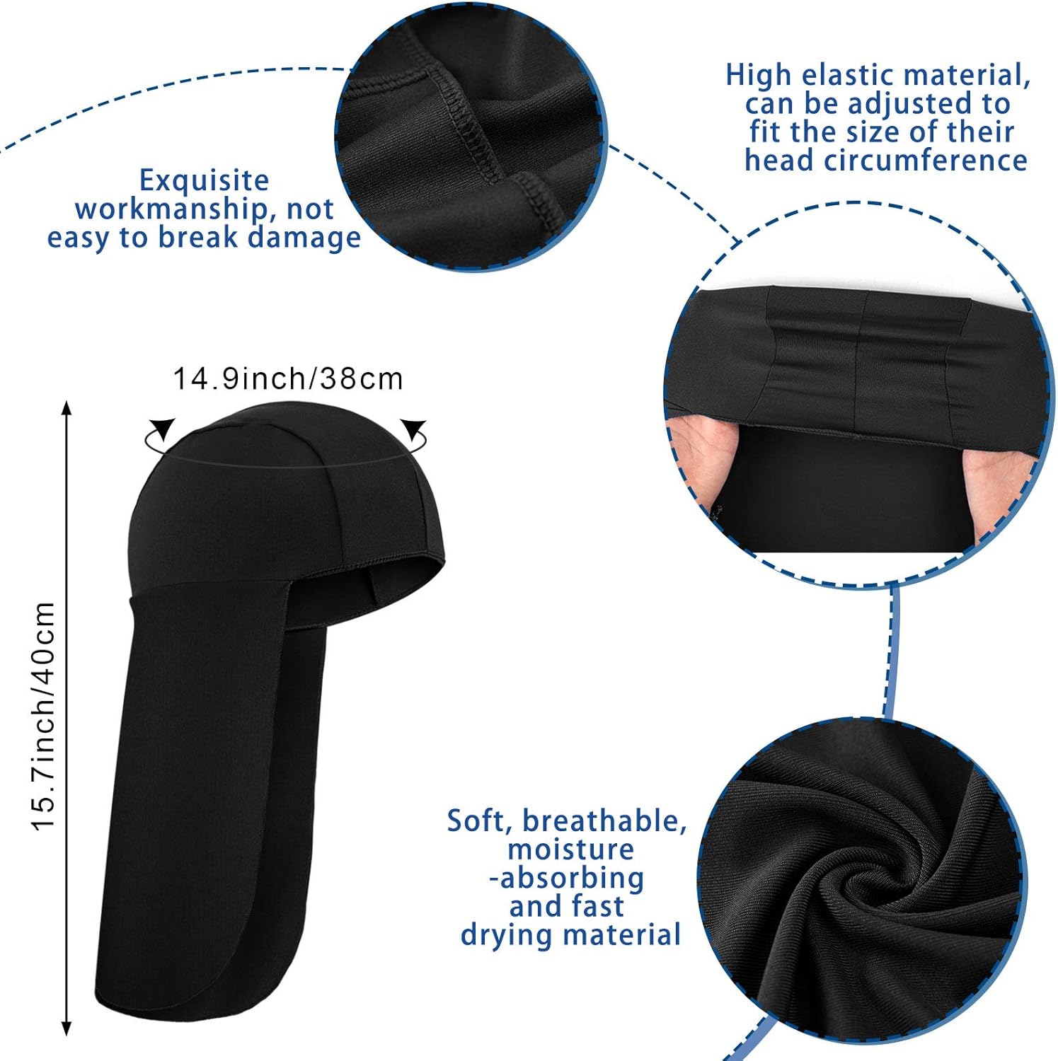 6 Pieces Elastic Resistant Hard Hat Neck Shade Elastic UV Protection Sun Shade Hat Neck Shield Neck Protector to Cover Neck for Fishing, Riding (Black) - - 