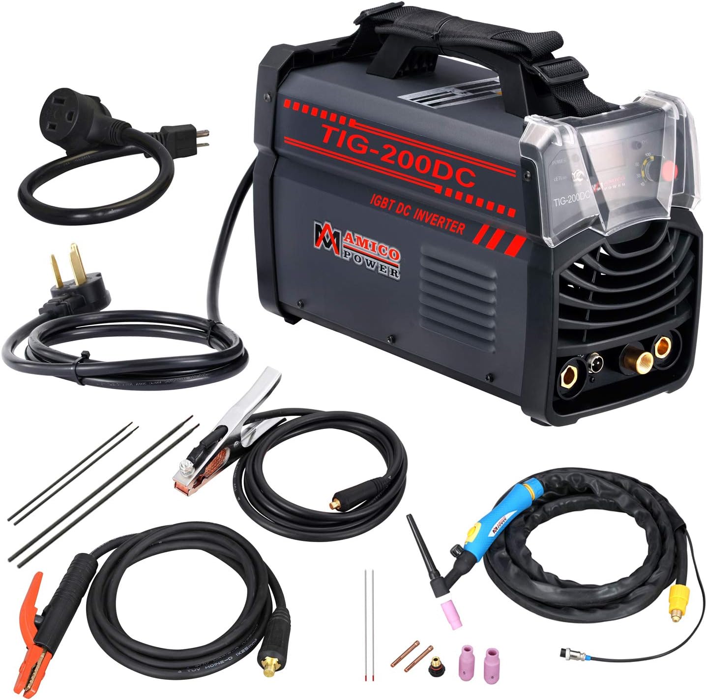 Amico TIG-200DC, 200-Amp TIG-Torch Stick Arc DC 2-in-1 Combo Welder, 115V & 230V IGBT Welding Machine