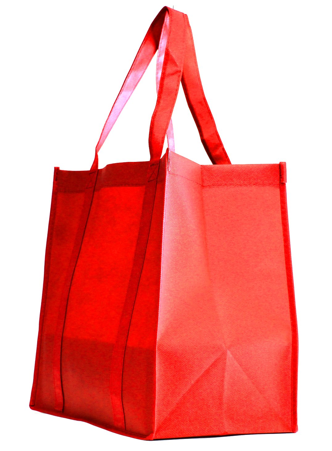 10 Pack Heavy Duty Grocery Tote Bag, Red Large & Super Strong, Reusable