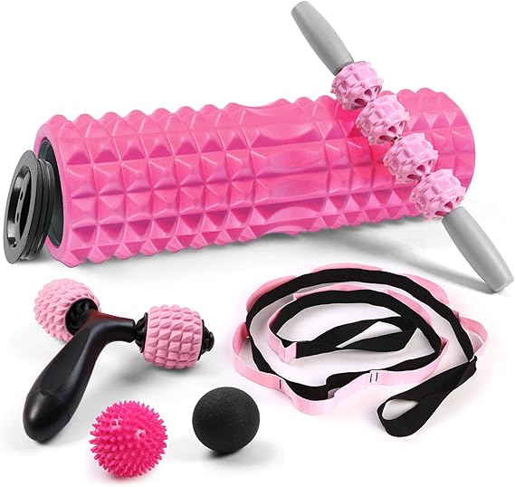 Odoland Foam Roller Kit 6en1 incluir Rodillo de Masaje con Tapa de