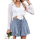 Women's Floral Print Ruffle Layered Shorts, High Waisted, Drawstring Design, Casual Summer Beach Style