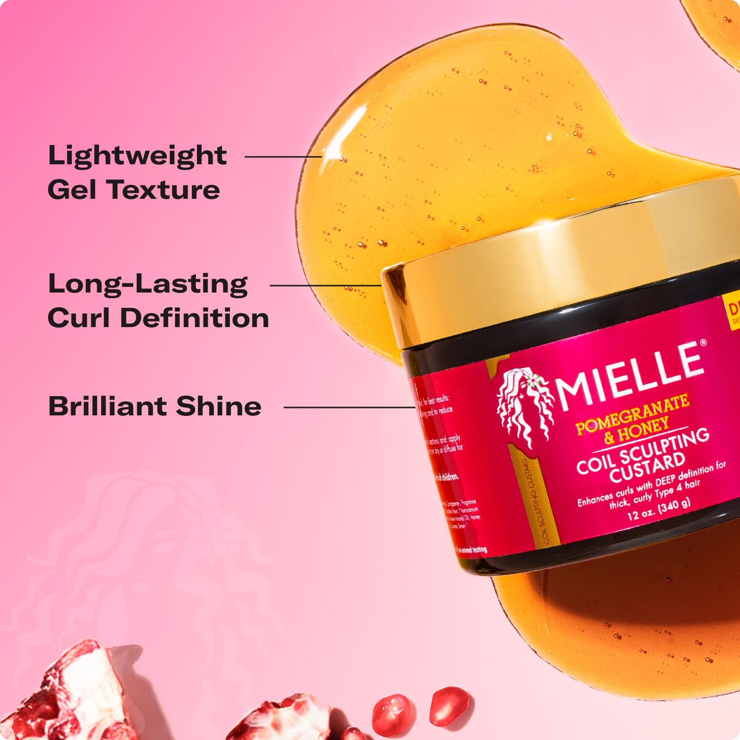 Mielle Organics Pomegranate & Honey Curl Cream for Type 4 Hair (12oz) | Hydrates & Conditions | Controls Frizz | Adds Shine | Coil & Curl Defining Hair Cream