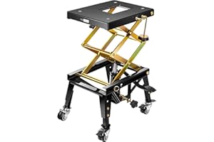 VIVOHOME 350 Lbs Heavy Duty Hydraulic Motorcycle Lift Jack, ATV Dirt Bike Foot Operated Scissor Stand Table with 4 Wheels and Removable Stopper, Black