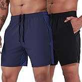 VPOS 2 Pack Men's Athletic Shorts 5/7 Inch Inseam, Mens Workout Shorts Lightweight Quick Dry Gym Running Shorts for Men