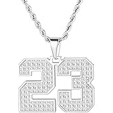 MIMITLTY Bling Number necklace for mens,Athletes Stainless Steel Personalized Jersey Number Pendant Chain for Womens Baseball/Basketball/Sport Team Inspiration Jewelry with Gift Box