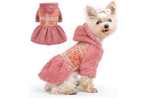 DAFUEN Dog Sweaters for Small Dogs Girl Winter Puppy Dress Hoodie Sweater Fleece Warm Pet Clothes Outfit for Chihuahua Yorkie Teacup Cold Weather Dog Coat Cute Cat Apparel Clothing (Small, A-Pink)
