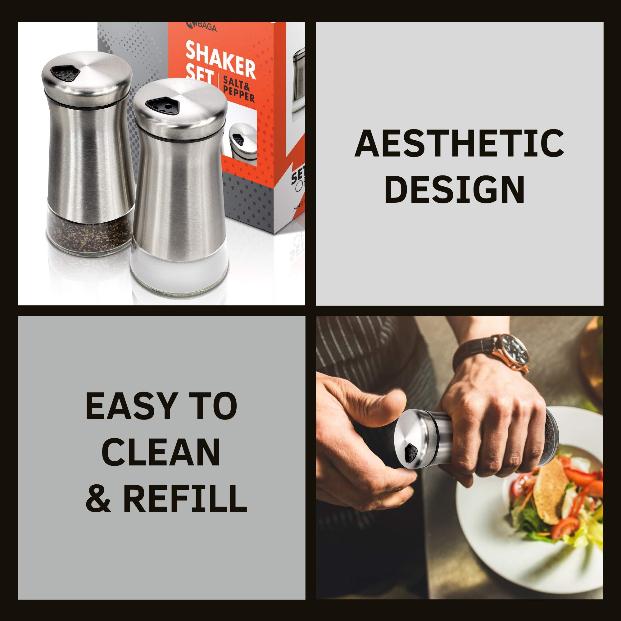 Salt and Pepper Shakers Set With Adjustable Pour Holes The Perfect Dispensers for