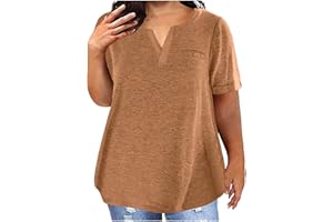 Women's Plus Size Tops Summer Short Sleeve V Neck Loose Blouse Workout Basic Comfy Soft T Shirts Tees