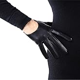 DooWay Women Short Real Leather Dress Gloves TOUCHSSCREEN Half Palm 5" Genuine Import Lambskin Gothic Driving Party Gloves