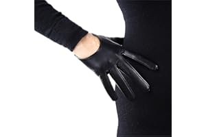 DooWay Women's Black Real Leather Gloves TECH Touchscreen Winter Warm Imported Lambskin for Dress Driving Costumes