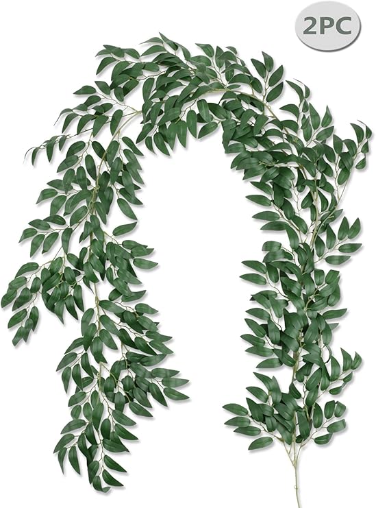 Famibay 2 Pack Artificial Willow Garland Hanging Greenery Leaves Vines