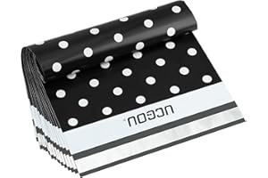 UCGOU Poly Mailers 10x13 Inch Black Polka Dot 100 Pack Patterned #4 Shipping Bags Mailing Envelopes Self Seal Waterproof and Tear Proof Boutique Postal Small Business for Clothes