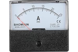 Baomain Ammeter DH-670 DC 0-25A Rectangular Ampere Needle Panel Meter Gauge Amperemeter CE