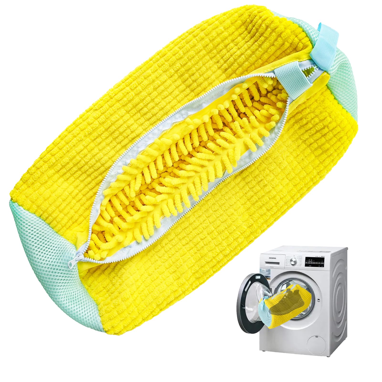 Shoe Washing Machine Bag, Trainer Sneaker Laundry Shoes Bag for Washing Machine Shoe Cleaning Bag Reusable with Zipper (Yellow)