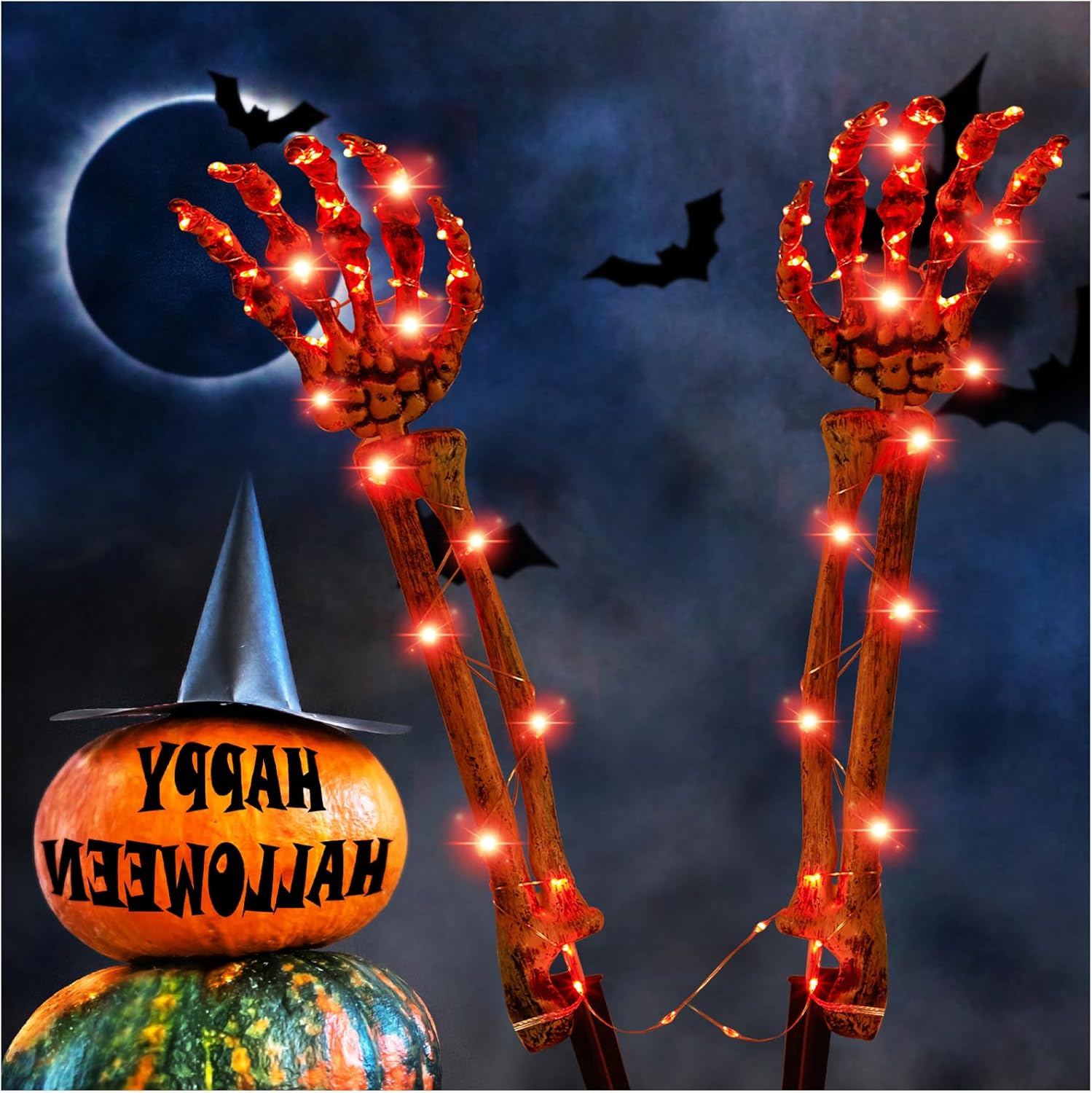 Decorative Garden Stakes - Halloween Decorations Outdoor Realistic Skeleton Arm Stakes, Horribly Zombie Arm Lawn Decor,Halloween Props for Halloween Garden Yard Lawn Decoration (RED)