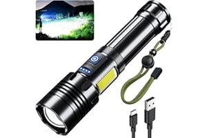 Rechargeable Flashlight 990000 High Lumens, Powerful Led Tactical Flashlights with Zoomable, 7 Modes & COB Lights, IPX7 Water
