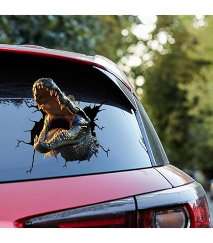 Smiling Devil Green Alligator Vinyl Decal - 12 Inch Tall Cartoon Sticker