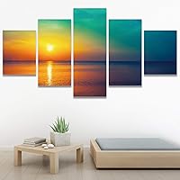 SIGNWIN 5 Panel Canvas Wall Art Modern Art Coastal Colorful Multicolor Photography Romantics Sunset for Home Decorations Ready to Hang - 60