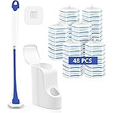 JEHONN Disposable Toilet Brush with 48PCS Wand Cleaner Refills, Wall Mounted Toilet Bowl Brush Holder Set, Bathroom Cleaning 