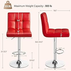Yaheetech Bar Stools Set of 4, Adjustable PU