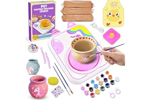 CRAFTODO Pottery Wheel for Kids, Girls Arts and Crafts Toys for Kids Ages 8-12,Pottery Craft Kit with 3 Pack Air-Dry Clay, Art Supplies for Kids Toys Girls Birthday Gift for 6 7 8 9 10 11 12+ (Purple)