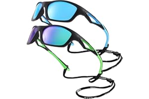 GLARDEFE Kids Youth Baseball Sunglasses – Unbreakable Flexible Polarized Sports Sunglasses with Strap for Boys Girls Age 2-10