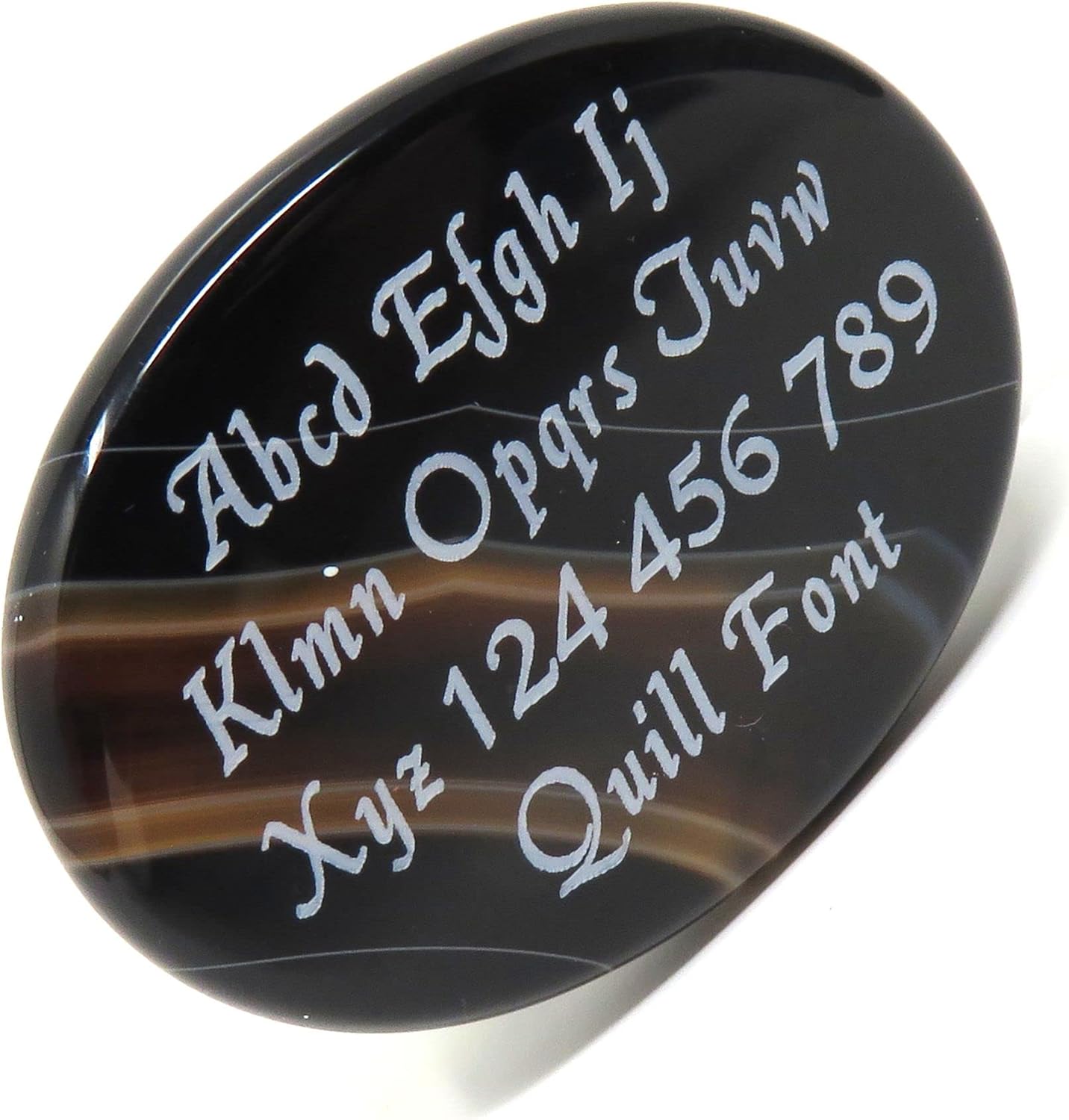 Indoor Fountains & Accessories - Innovative Surface Art Oval Worry Stone - Custom Engraved On One Side - 1.5 Inches x 1.2 Inches - Choose Your Stone Color and Font (Black Agate)