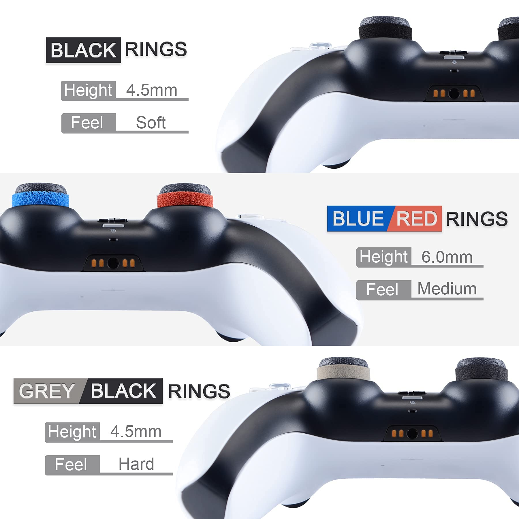 PlayVital Precision Rings for PS5, Xbox Series X/S, PS4, Xbox One, Switch 2 Pro – 10 Pack Aim Assist Joystick Rings, 3 Resistance Levels, 5 Colors for FPS Games & Motion Control
