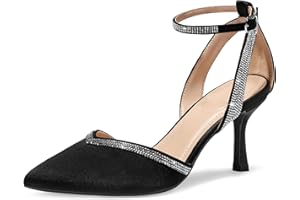 mysoft Women's Pumps Shoes Pointed Toe Kitten Low Heels Stiletto Ankle Strap Closed Toe Wedding Party Dress Sandals