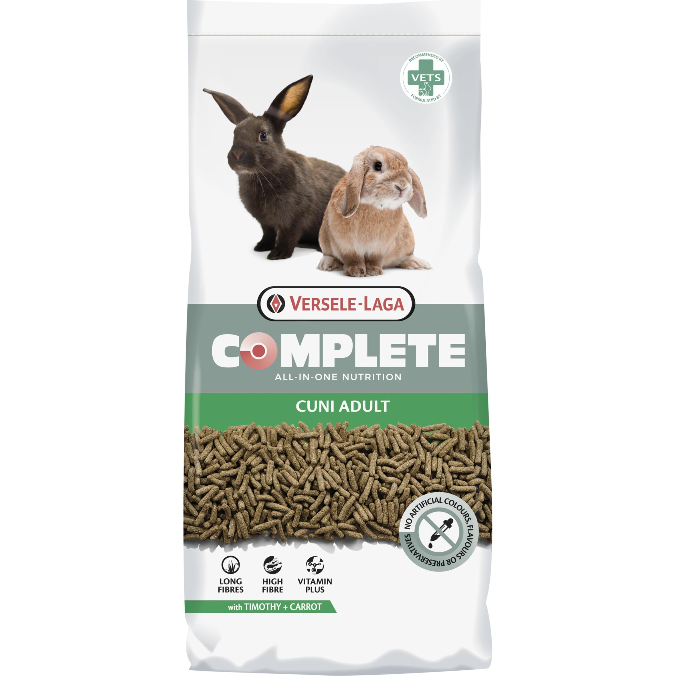 VERSELE-LAGA - Complete Cuni Adult - Fibre-rich Extruded Complete Food for (Dwarf) Rabbits - 8 kg