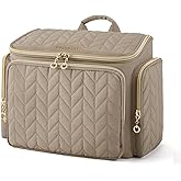 BAGSMART Travel Toiletry Bag, Large Wide-open Travel Bag for Toiletries, Makeup Cosmetic Travel Bag with Handle-Camel