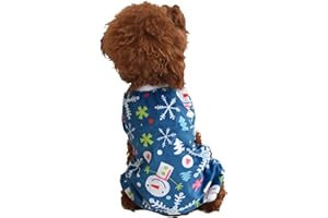 CuteBone Soft & Stretchy Dog Christmas Pajamas - Cozy Pet Jammies Breathable Jumpsuit for Small Dogs - All-Season Comfy Outfit Easy-On Pullover Design - Keeps Pets Warm & Comfortable P85M