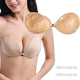 Nimiah Thick Padded Adhesive Bra, Invisible Push up Sticky Bra for Women Strapless Backless Dress Top