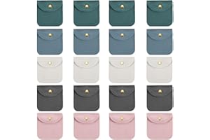 Ptenzor 20pcs Velvet Jewelry Pouches – Snap Button Storage Bags for Jewelry Storage and Gift Packaging (5 colors, 6.5x6.5cm)