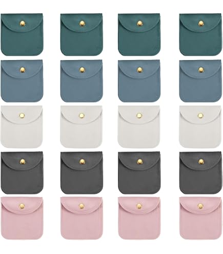 PATIKIL 8-Pack Velvet Jewelry Pouches – 3.5x4 Inch Snap Button Storage Bags For Earrings & Rings