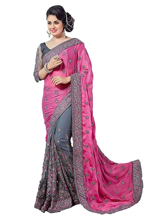 Women's Georgette Saree With Unstitched Blouse Piece.