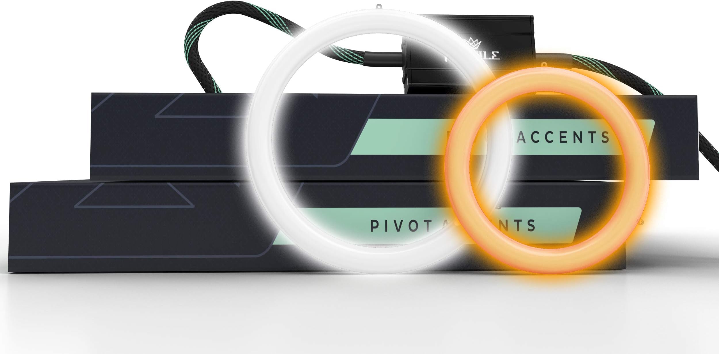 Pivot LED Switchback Halos: 80mm Diameter White/Amber