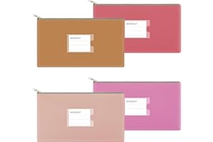 Sinzip 4 Pack Bank Deposit Money Bag, Heavy Duty Leatherette Security Zipper Wallet with Clear Window, Coin Bag, Cash Bag, Tool Pouch, Assorted Colors (4 Pack Mix-Color05)