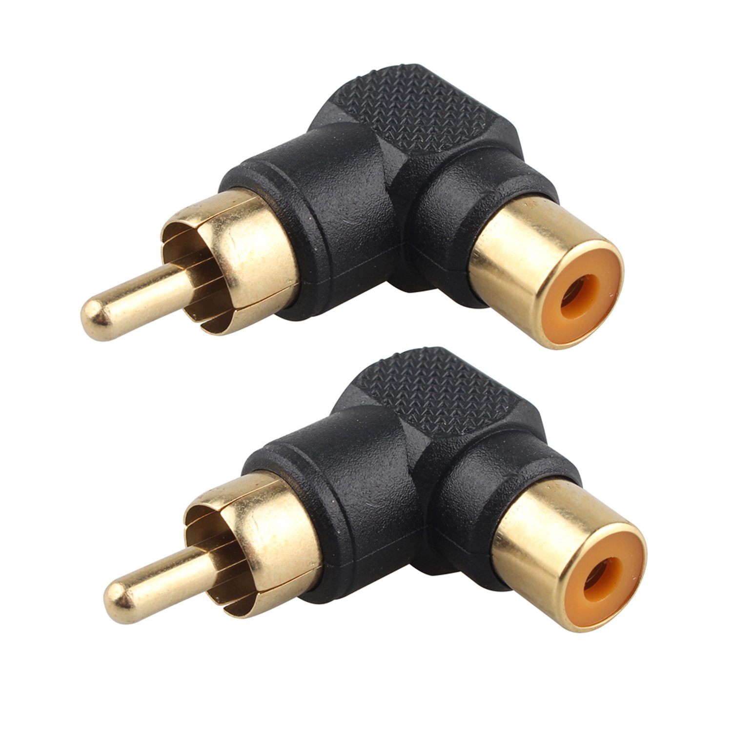 Futheda 2PCS RCA Phono Adaptor Male to Female Right Angled (90 Degree) Adapter
