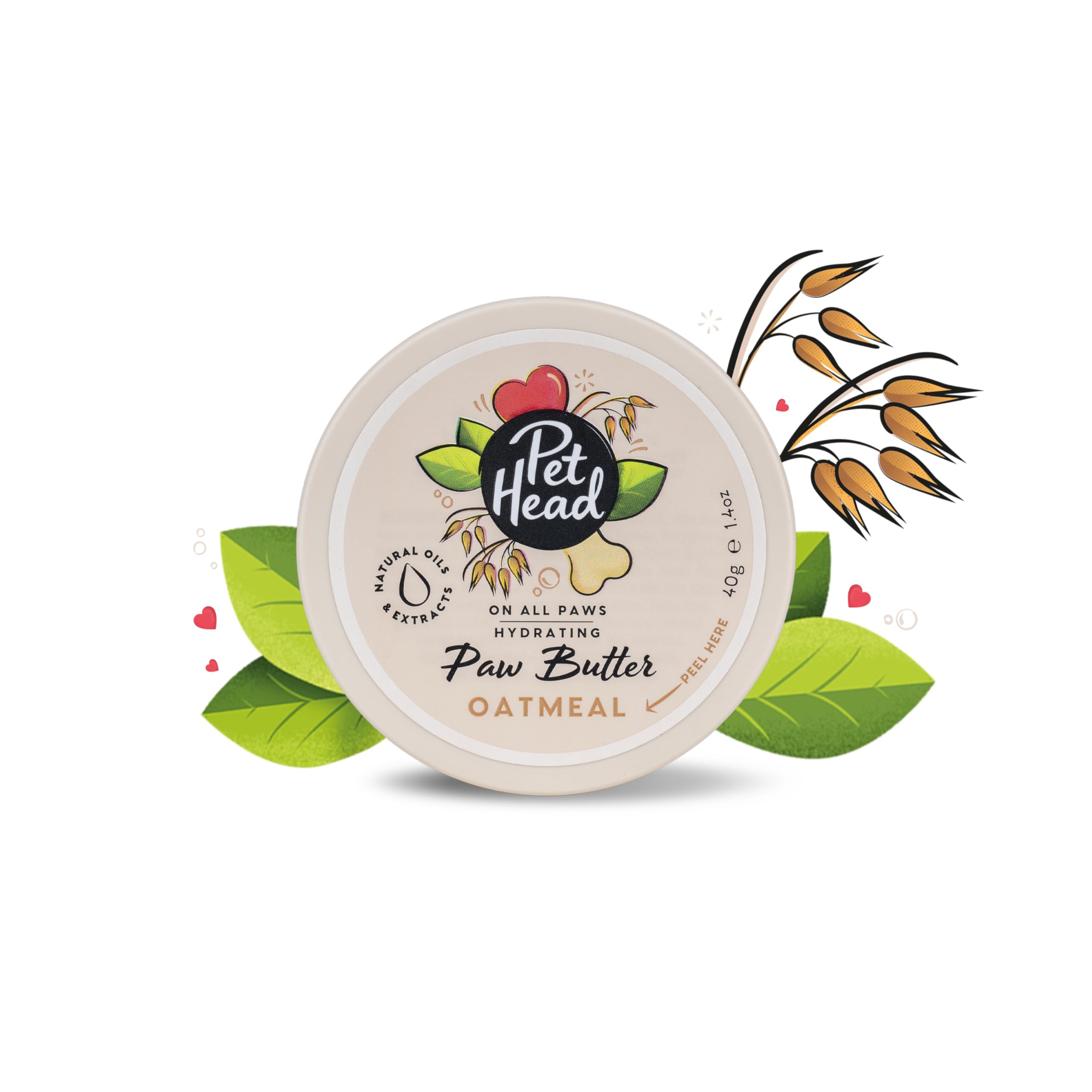 Pet Head On All Paws Oatmeal Paw Butter | Soothes & Nourishes for Soft Crack-free Paws and Noses | Paw Moisturiser Balm | Professional Grooming | Vegan | Lick-Safe | Gentle Formula for Puppies | 40g